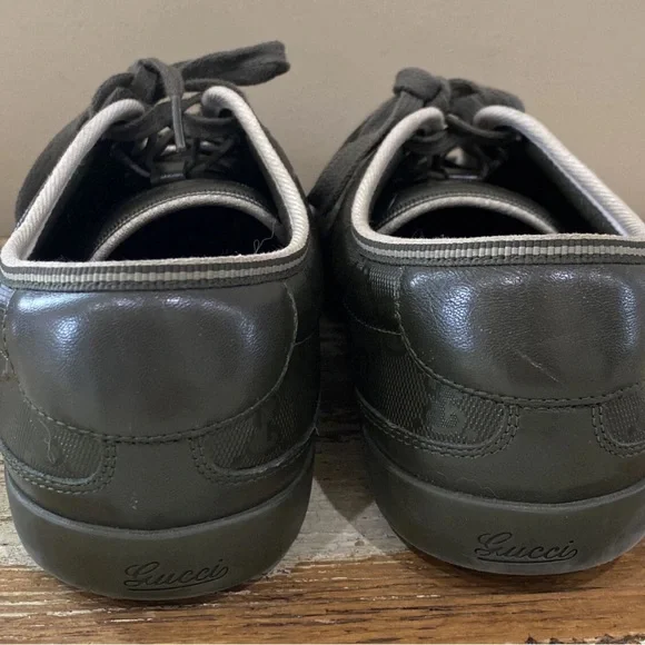 Gucci Men’s IMPRIME Military/Olive Green Metallic Sneakers [233321] sz 7.5 US C7
